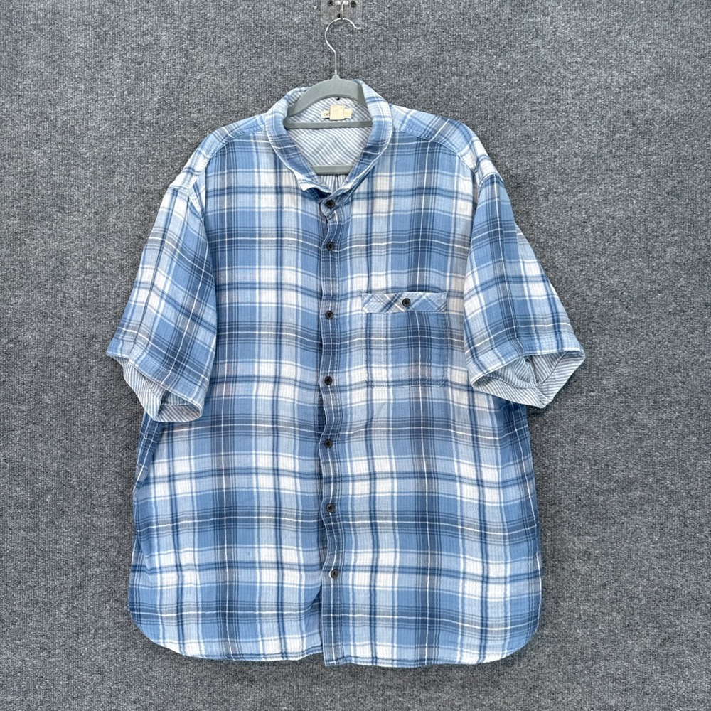 Carbon 2 Cobalt Shirt Mens XL Blue Plaid Cotton Soft Short Sleeve Button Up